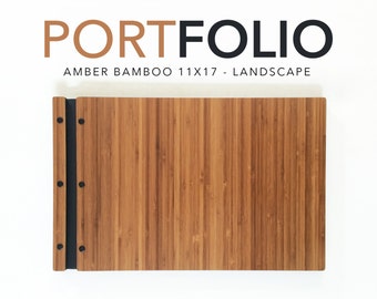 11x17 LANDSCAPE Amber Bamboo Portfolio - Presentation Folio Wood Modern Portfolio Photography Graphic Design Portfolio Screw Post Book