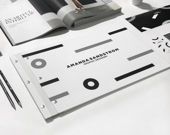 Portafolio blanco brillante PAISAJE 11x17 - Carpeta moderna y elegante de acrílico para estudiantes, fotógrafos, arquitectos y diseñadores gráficos.