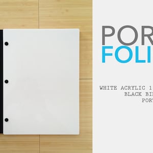 Apresentação de portfólio branco brilhante 11X8,5 Pasta de portfólio moderna e elegante para estudantes e fotógrafos Pasta de parafuso para portfólio profissional biografia