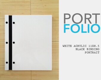 11X8.5 Glossy White Portfolio Presentation Elegant Modern Portfolio Folder Student Photographer Folio Screw Post Portfolio Professional bio