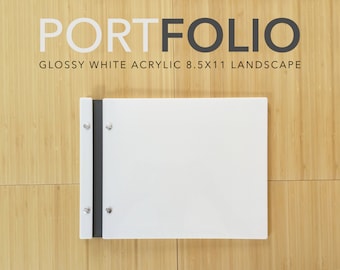 White Screw Post Portfolio 8.5x11 landscape, Portfolio presentation, custom portfolio, portfolio book, screwpost portfolio, modern portfolio
