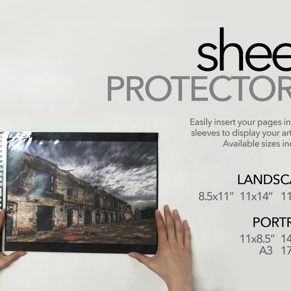 Sheet Protectors Plastic sleeves for landscape and portrait for Muse Portfolios - Lay flat archival sheet protectors