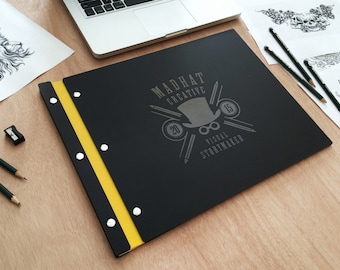 11x14 mattschwarze Landschaftsmappe - Schraubpfosten-Präsentation