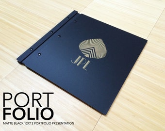 12x12 Portfolio Black Matte Portfolio Presentation graphic design Screw Post Portfolio Case Folio Book Case Black Portfolio Design