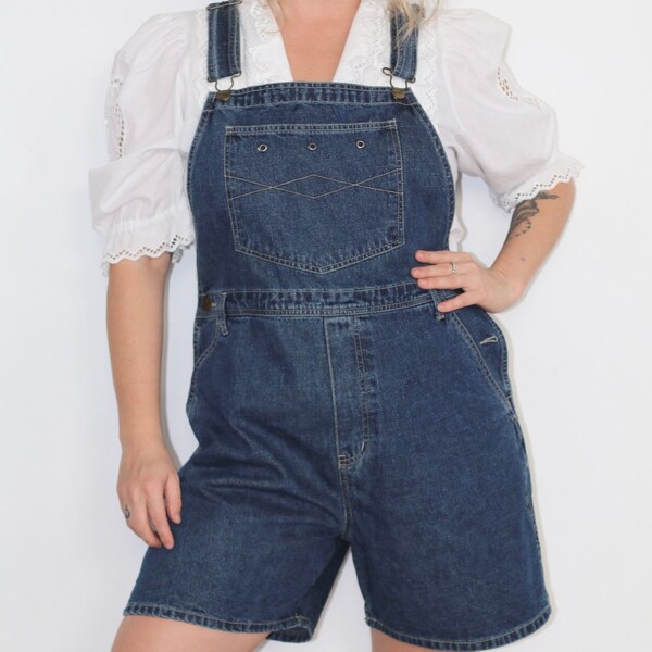 Retro denim shorts overalls / s ~~~ ^^^