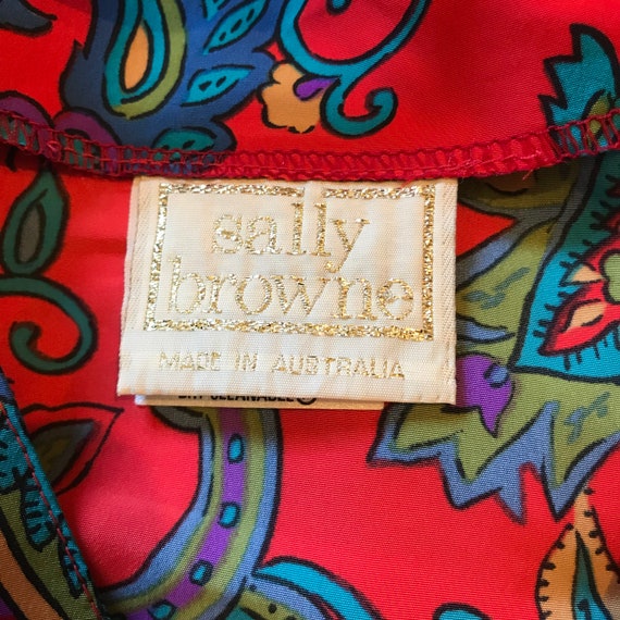 Vintage 1980's ‘Sally Browne’ Neon Red Paisley Wr… - image 4