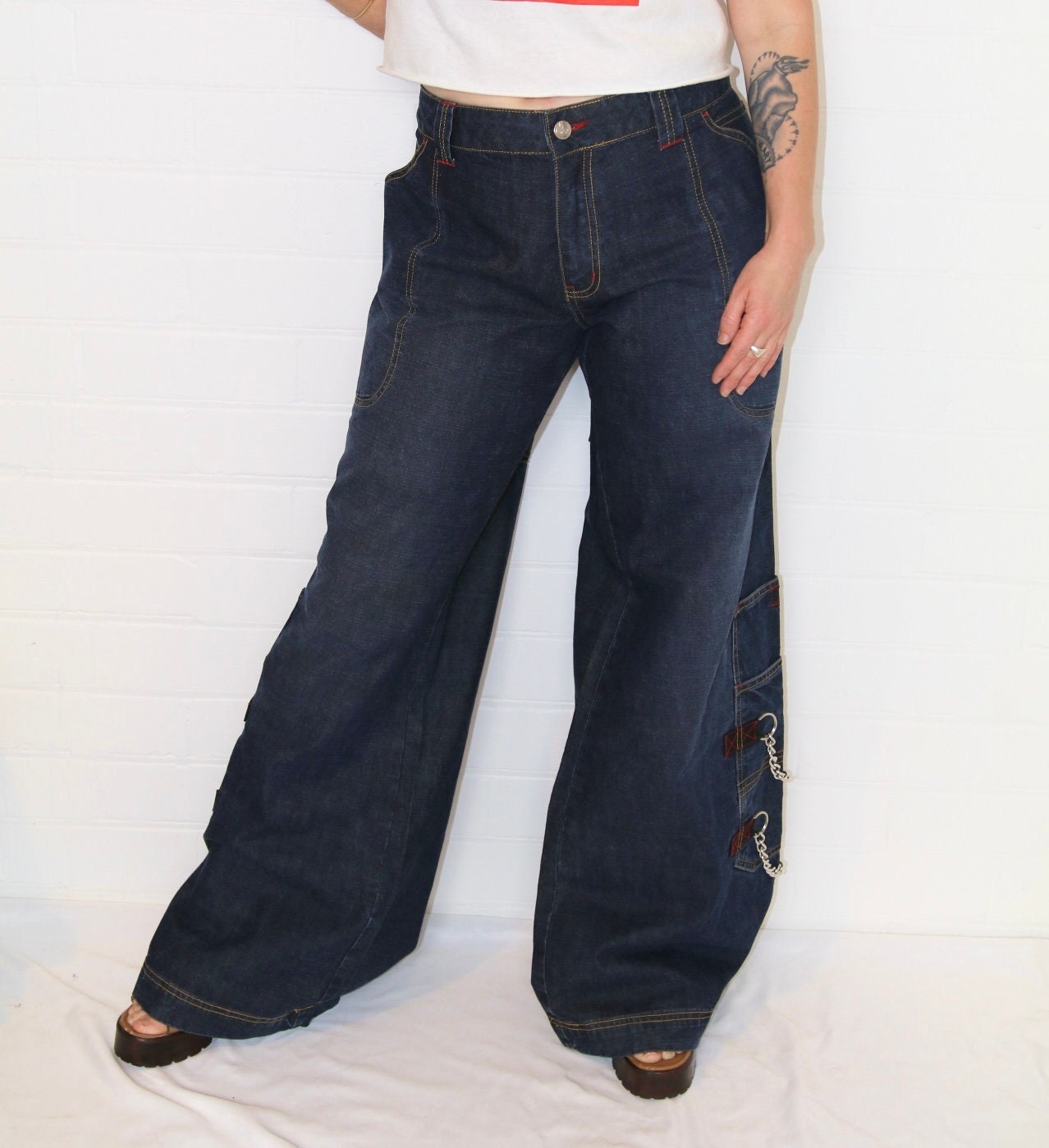 Insane Vintage 2000s Y2K 'stuka' Dark Wash Low Rise Flared Insane Vintage 2000s Y2K 'stuka' Dark Wash Low Rise Flared