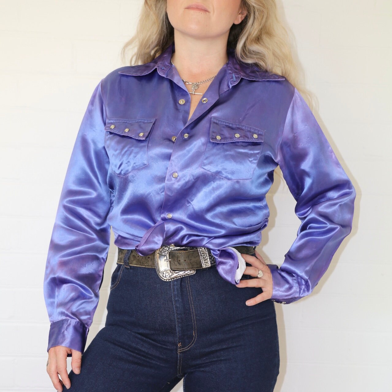 Womens satin western best sale shirts