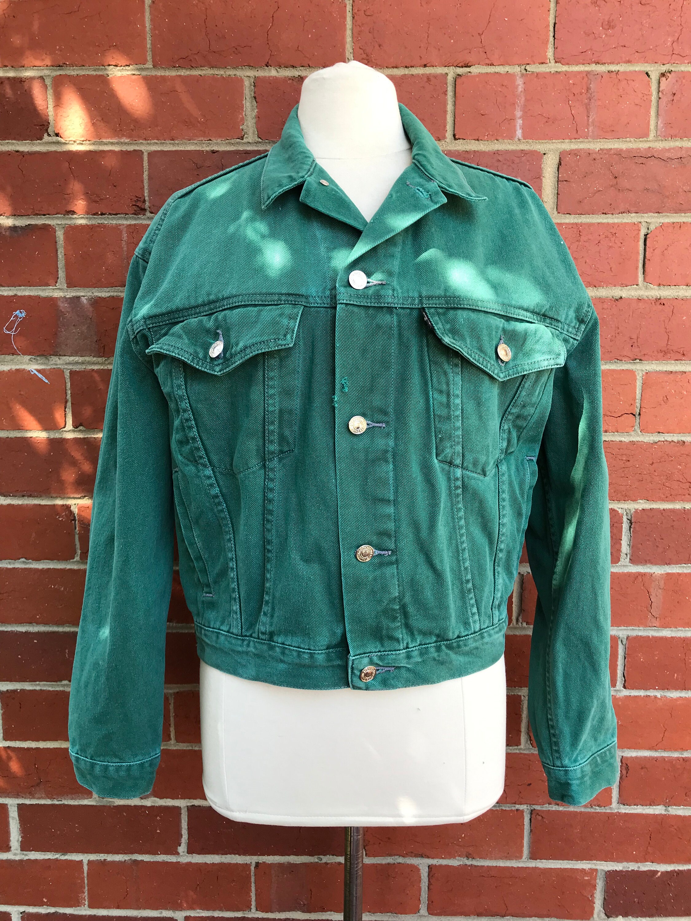 Vintage 1990s Levis Green Denim Jacket Size M Etsy