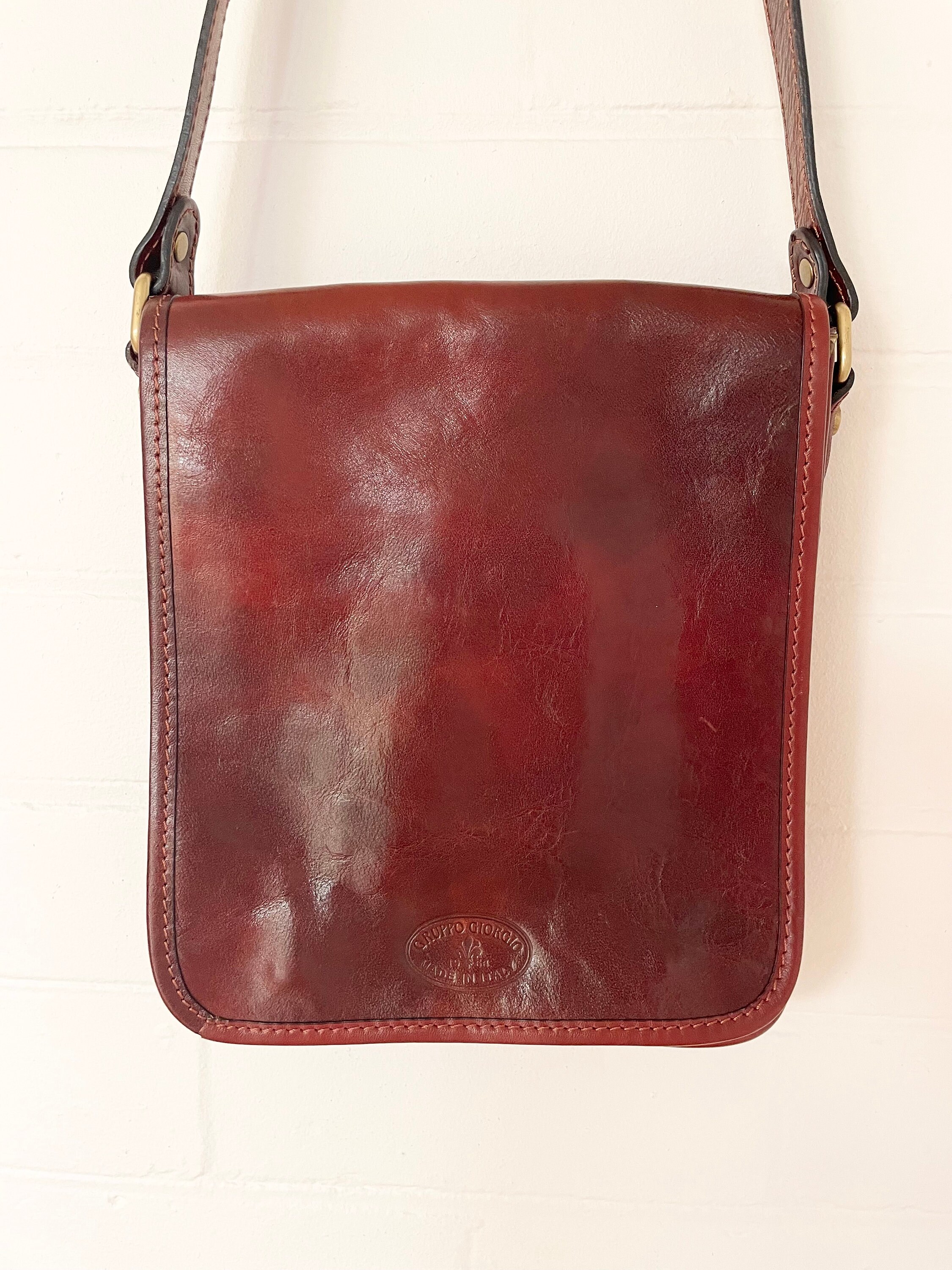 Beautiful Vintage 1990s Brown Cowhide 'gruppo Giorgio' Italian