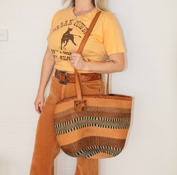 Sisal bag with leather straps hotsell