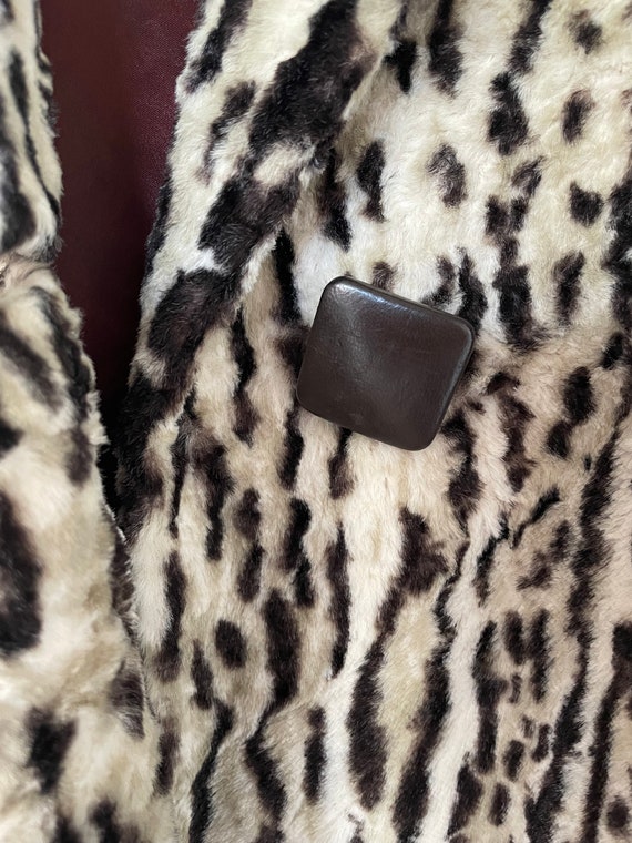 Stunning Vintage 1960s Faux Fur Velvet Leopard Pr… - image 5