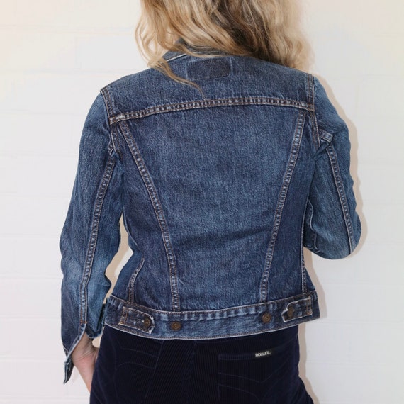 Vintage 1990s Levis Dark Wash Denim Jacket Size 6 - image 2