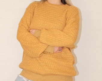 Vintage Style Mustard Yellow Merino Wool Jumper Pullover size AU L