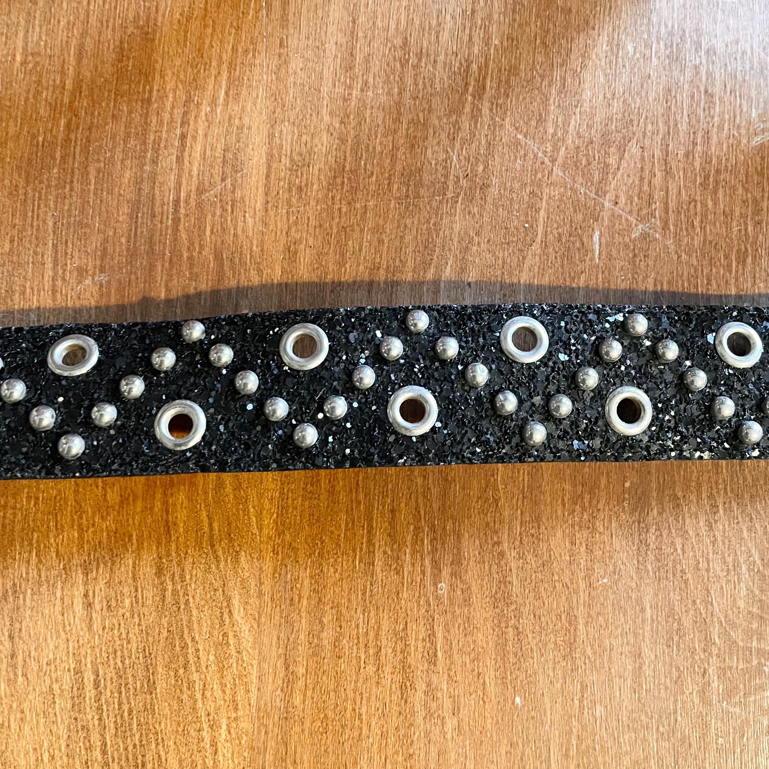 y2k 1990s vintage rhinestone black belt size small medium 00 main image 3