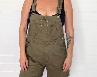 Vintage 1990s ‘Jordache Fatigues’ Khaki Army Green Short Overalls Dungarees size 12