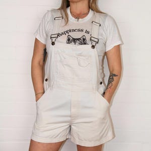 Vintage 1990s Beige Short Overalls Dungarees size 10