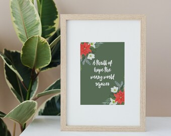 Imprimible de Navidad / Arte de la pared del himno / Decoración de Navidad / Cita de Navidad / Una emoción de esperanza