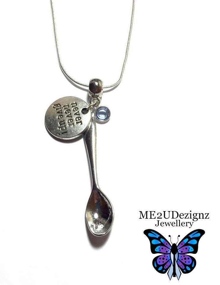 Spoon Theory Necklace Never never give up Necklace Awareness Etsy