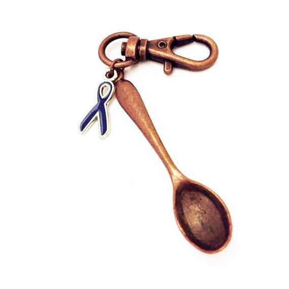 Red Bronze Spoon Bag Charm Red Bronze Spoon Key Ring Blue Etsy