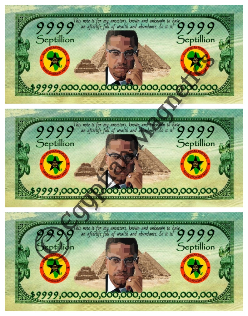 Ancestor Money Joss Paper 9999 Septillion Malcolm X Printable Etsy