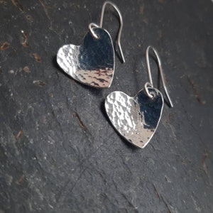 Sterling silver hammered heart necklace and earring set image 2