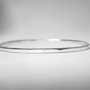 Silver sturdy stacking bangle faceted texture image 1