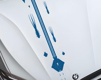 Calcomanía para auto inspirada en la nave Ghost Freighter de Star Wars con Purgills alrededor