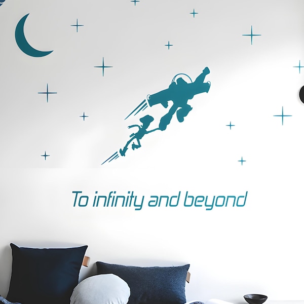 Buzz and Woody Wall Decal: Toy Story Inspired, Moon & Stars