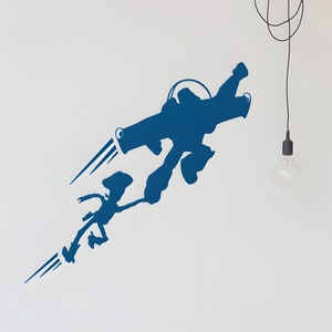 Toy Story inspired wall decal of Buzz and Woody Flying together - To Infinity and beyond !