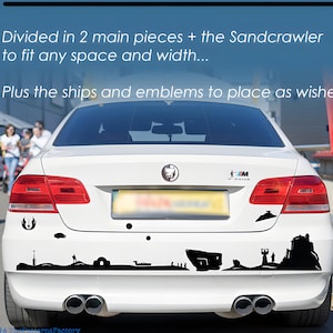 Star Wars inspired Tatooin scene  car decal with Luke Skywalker, Sandcrawler, Speeder, Sandmen and Jabba palace