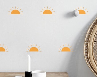 Vinilos decorativos de pared con diseño de medio sol: patrón de sol dibujado a mano, juego de 22 unidades.