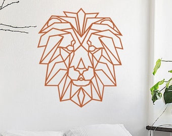 Geometric Lion Head Wall Decal: Polygon Nursery Decor