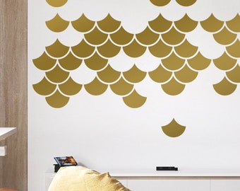 Mermaid Scales Wall Decal - Geometric Fish Scale Stickers