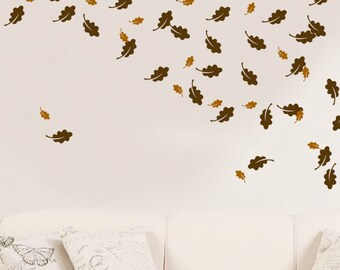 Oak Leaf Pattern Wall Decal: Autumn Forest Decor
