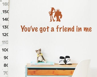 Vinilo decorativo de pared inspirado en Toy Story: Tienes un amigo en mí, Woody y Buzz