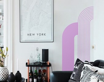 Half Arch Wall Decal Set: Striped & Plain Geometric Decor