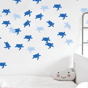 Turtle Wall Decal / 30 or 60 Swimming Sea Turtle Stickers / Home decor / Bedroom Decor / Nursery Wall Decal / Sea Turtle decal