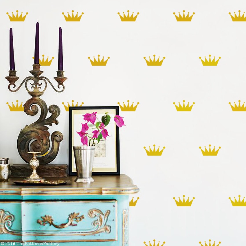 Décalque de Mur La Couronne/Décalque Princesse Décoration Fête Murale Pour Enfants Mural Chambre d'e