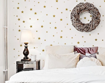 Calcomanía de pared con estrellas pequeñas (3 tamaños) / Calcomanía de estrella pequeña / Calcomanía de estrellas / Calcomanía de pared con patrón de 130 estrellas / Calcomanía para habitación infantil / Calcomanía para guardería / Decoración del hogar