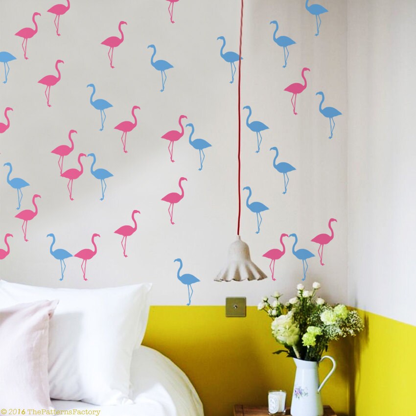 Walking Flamingo Wall Decal/22 ou 45 Stickers Décoration Intérieure de Chambre Décalcomanie Murale F