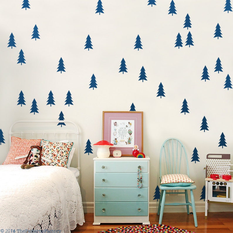 Pine Tree Pattern Wall Decal Forest Pattern Decal Nursery Etsy