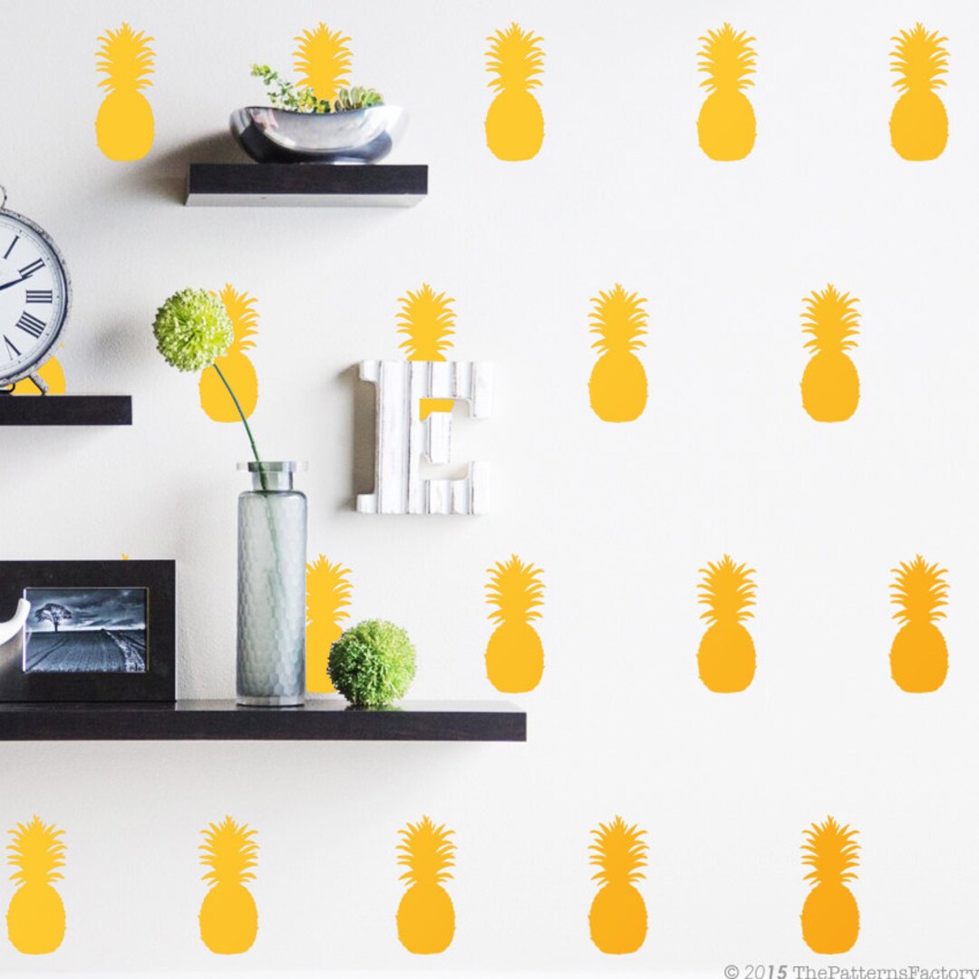 Pineapple Wall Decal / 50 Pineapples Sticker / Modern Gold Etsy