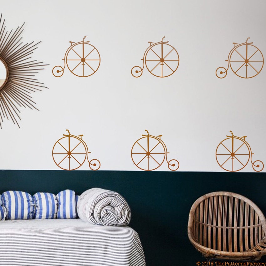 Grand Bi Vélo Motif Autocollant Mural - Motif Décalque Autocollant de Pépinière Décor Décalcomanie M