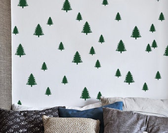 Juego de vinilos decorativos de pinos para pared: decoración infantil con diseño de bosque.