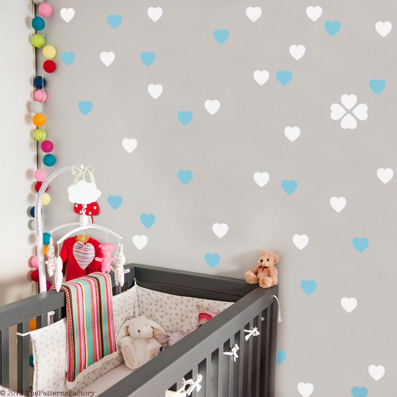 2 colors Heart Wall Decal / Gold Heart Wall Decal / 62 hearts Etsy