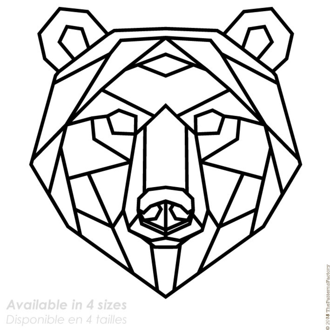 Bear Wall Decal / Geometric Bear Head Sticker / Bear Face Etsy