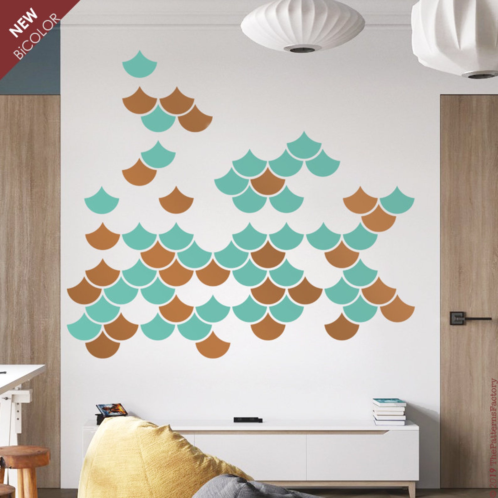 Mermaid Scales Wall Decal 2 Color Scales Decal Mermaid Etsy