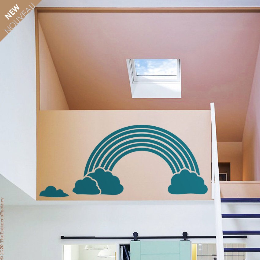 Rainbow cloud Wall Decal / Rainbow decor / Rainbow and cloud Etsy