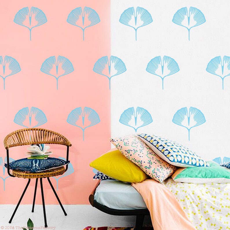 Gingko Leaves Wall Decal Exotic Decal Nursery Wall Sticker Etsy